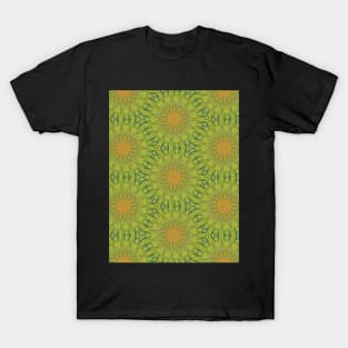 Green and Yellow Flower or Star Shaped Pattern - WelshDesignsTP004 T-Shirt